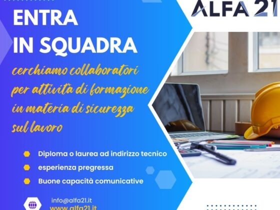 Alfa21 ricerca collaboratori per attività di formazione in materia di sicurezza sul lavoro